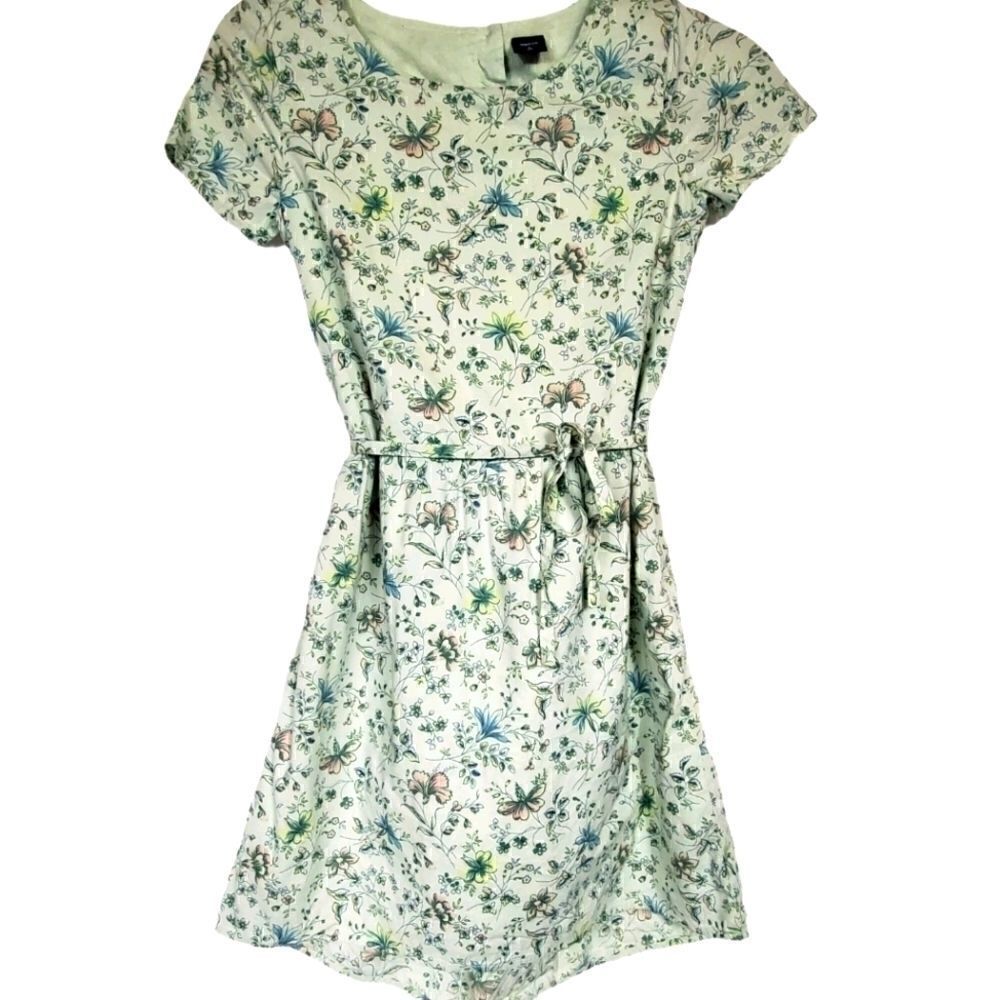 Gap Kids Green Floral Short Sleeve Dress